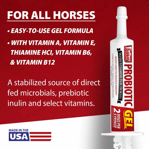 Jeffers Equine Probiotic Oral Gel for Horses with Vitamins A, B, E – Digestive Support with Prebiotics and Live Microbials – Easy-to-Feed Supplement for Foals and Adult Horses – 30 cc Syringe Size 30 cc