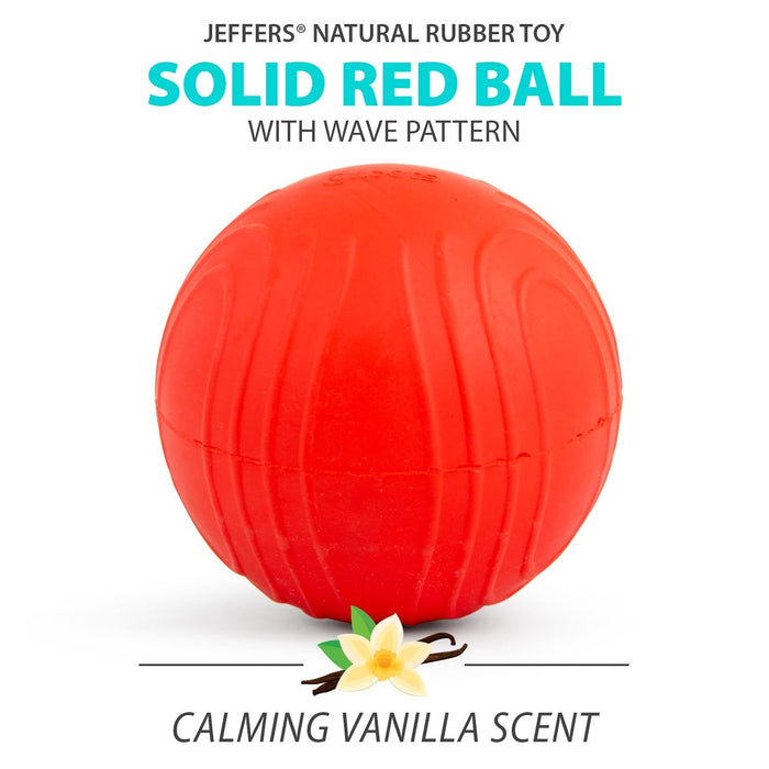 Jeffers Red Bouncing Ball with Waves Natural Rubber Dental Dog Chew Toy for Energetic Play - I7Q3 - Red - Medium - 1 - 2