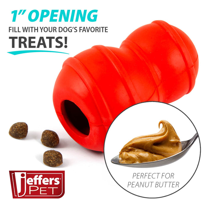 Jeffers Red Classic Stuffable Fetch & Chew Natural Rubber Treat Dispensing Dental Dog Toy - I7QN - Red - Medium - 1 - 5