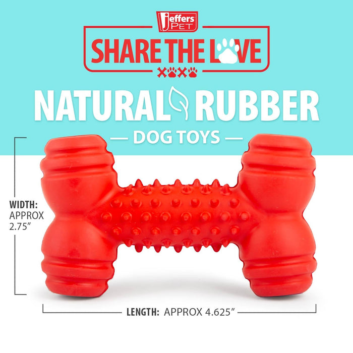 Jeffers Red Dental Bone Natural Rubber Dog Chew Toy for Healthy Teeth and Gums - I7Q8 - Red - Small - 1 - 3