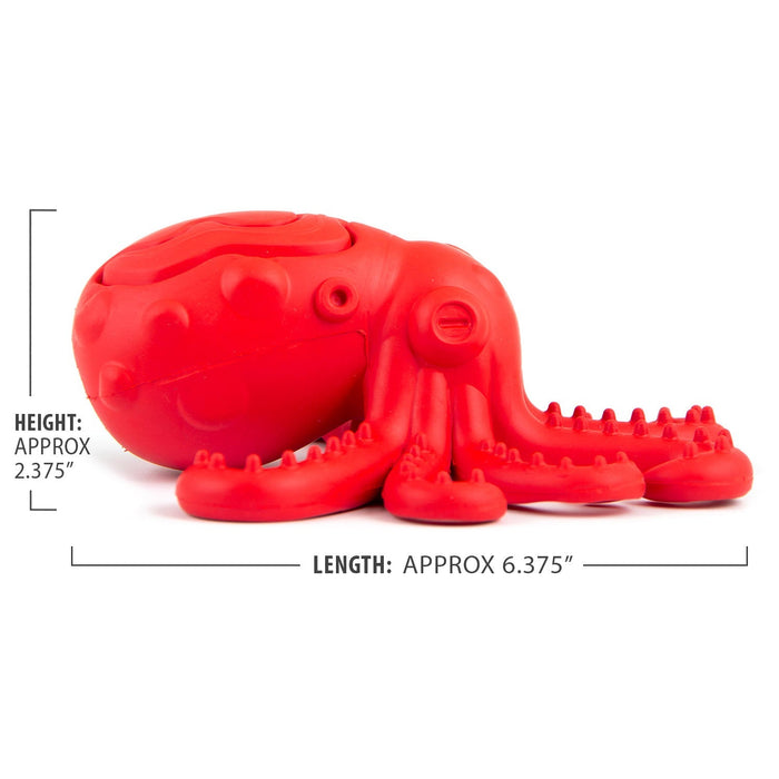 Jeffers Red Octopus Natural Rubber Treat Dispensing Dental Dog Chew Toy - I7QY - Red - Medium - 1 - 7