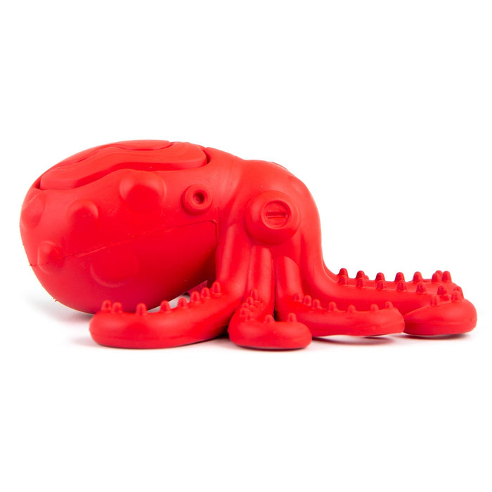Jeffers Red Octopus Natural Rubber Treat Dispensing Dental Dog Chew Toy - I7QY - Red - Medium - 1 - 11