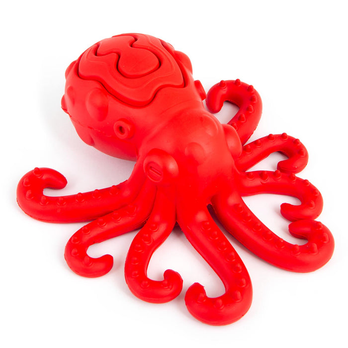 Jeffers Red Octopus Natural Rubber Treat Dispensing Dental Dog Chew Toy - I7QY - Red - Medium - 1 - 1