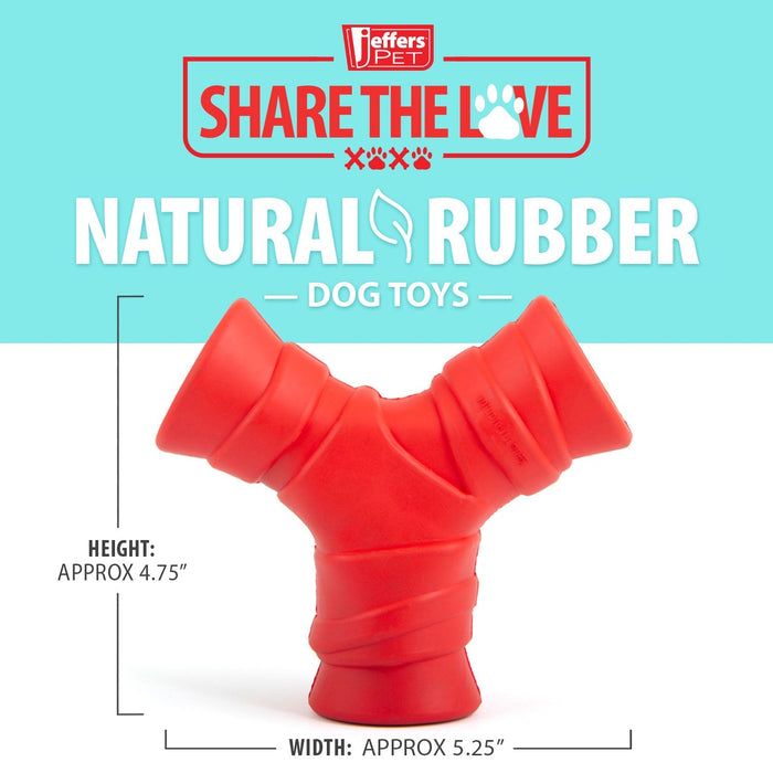Jeffers Red "Y" Natural Rubber Dental Dog Chew Toy for Medium Chewers - I7QE - Red - Medium - 1 - 2