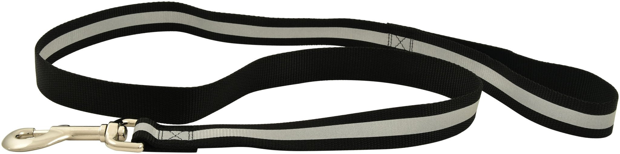 Jeffers Reflective Glow - in - the - Dark Safety Stripe Nylon Dog Leash, 1" W x 4' L - IDDE - Black - 1