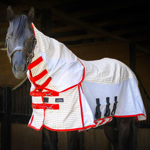 Jeffers Romper Stomper Sweet Itch Fly Sheet with Detachable Neck - JEFZXK - 66" - White/ Red - 1 - 1