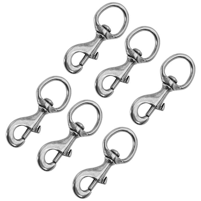 Jeffers Round Eye Bolt Snaps - IABT-6 - Nickel - plated - 1" x 3 - 7/8" - 6 Pack - 10