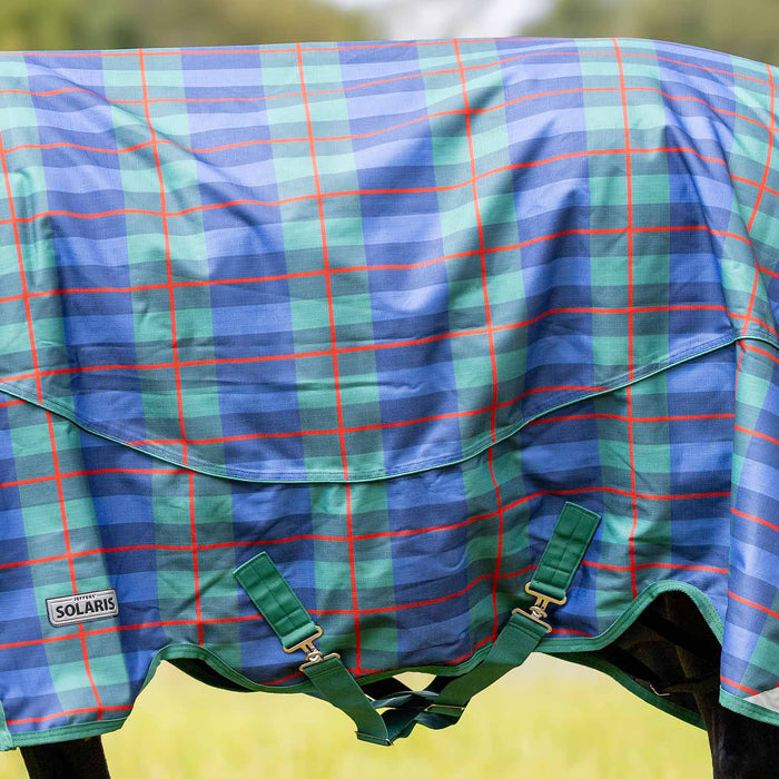 Jeffers Solaris 1200D Extended Neck Horse Turnout Blanket, 240g Fill - JEFCPC - PreSale Navy & Hunter Plaid - 66" - 6