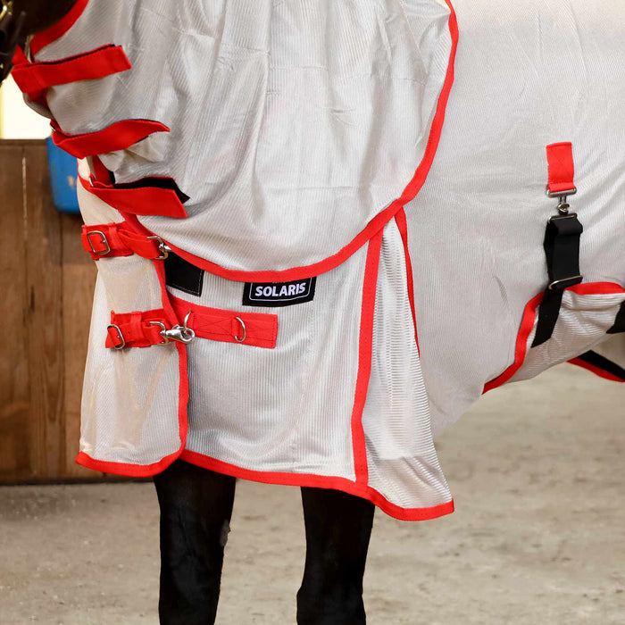 Jeffers Solaris Horse Fly Sheet with Detachable Neck, Grey & Red - JEF2PD - Grey & Red - 66" - 4