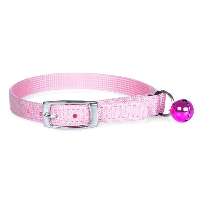 Jeffers Solid Adjustable Nylon Cat Collars - IDCU - 10"L - Pink - 11