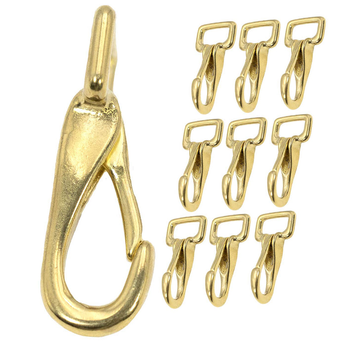 Jeffers Solid Brass Rein Spring Snap with Flat Fixed Eye - IAZ3-10 - 10 Pack - 6