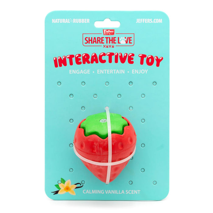 Jeffers Squeaky Strawberry Natural Rubber Dog Dental Chew Toy with Squeaker & Vanilla Scent for Medium Chewers - I7RT - Multi - Small - 1 - 6