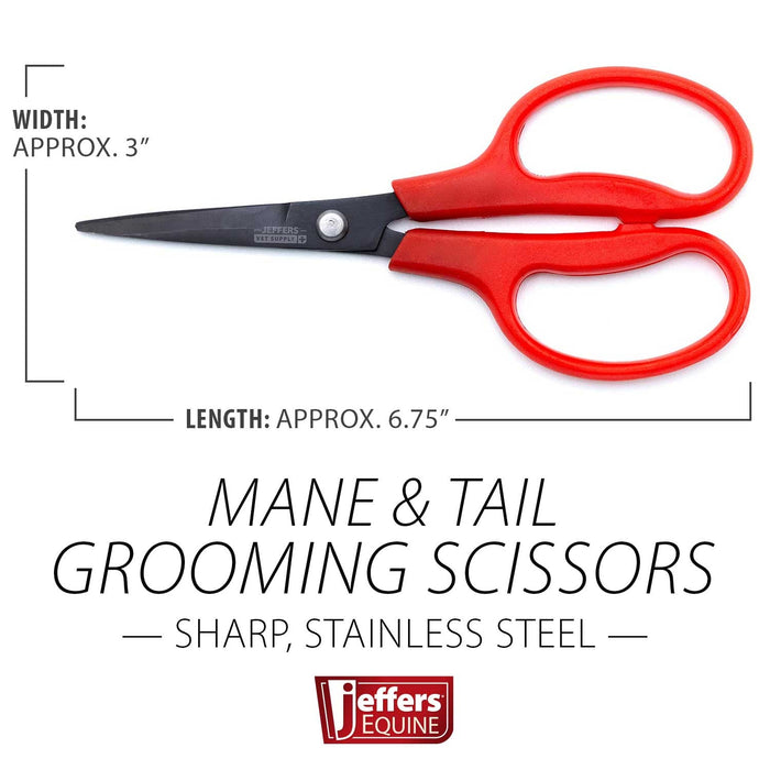 Jeffers Stainless Steel Sharp Grooming Scissors for Horses – Mane, Tail & Braiding Trimming Tool - JIU4 - 7"L - 3