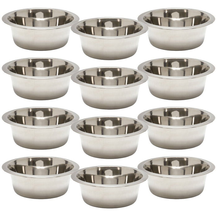 Jeffers Standard - Weight Stainless Steel Food & Water Pet Bowls - G3F1-12 - 1 Pint - 12 Pack - 16