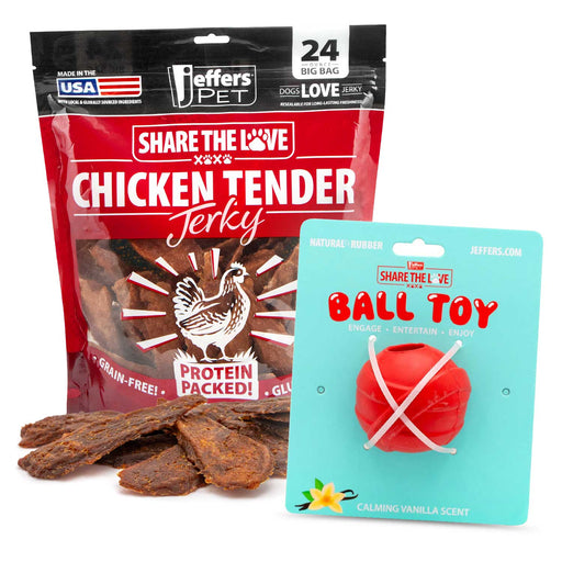 Jeffers Stuffable Dog Chew Toys with Chicken Breast Jerky Treats Kit - JEF2RJ-Q2-KIT - (1) Orbit Ball - 1 ct - 2