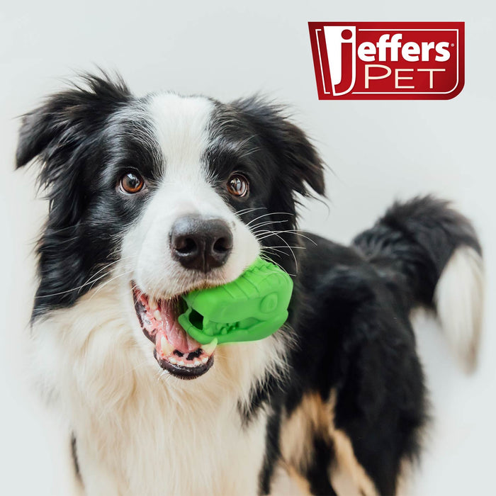Jeffers T - Rex Natural Rubber Treat Dispensing Dental Dog Chew Toy for Medium Chewers with Vanilla Scent - I7Q5 - Small - Green - 1 - 7