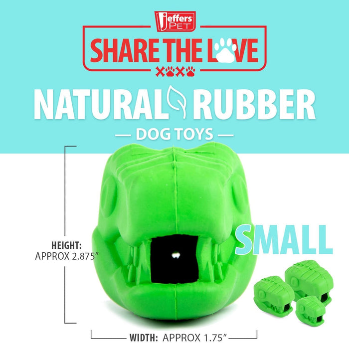 Jeffers T - Rex Natural Rubber Treat Dispensing Dental Dog Chew Toy for Medium Chewers with Vanilla Scent - I7Q5 - Small - Green - 1 - 8