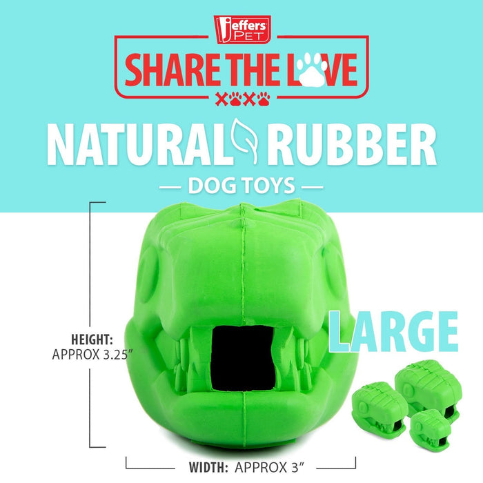 Jeffers T - Rex Natural Rubber Treat Dispensing Dental Dog Chew Toy for Medium Chewers with Vanilla Scent - I7Q5 - Small - Green - 1 - 12
