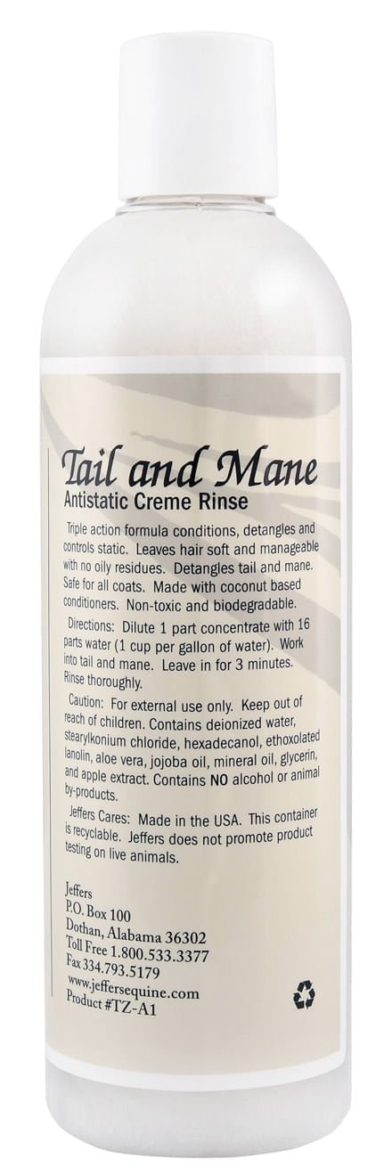 Jeffers Tail & Mane Antistatic Creme Rinse - Jeffers - Horse Supplies > Horse Tack > Saddle Pads & Blankets