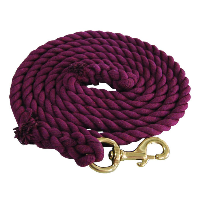 Jeffers Twisted Solid Cotton Horse Lead Ropes with Brass Bolt Snap, 10' L - IAU7 - Burgundy - ¾"D x 10'L - 1 - 20