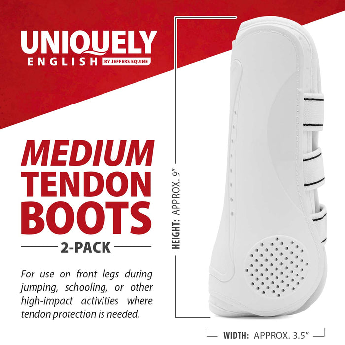 Jeffers Uniquely English Horse Tendon Boots, 2 - Pack - IAFX - Medium - White - 2 pk - 3
