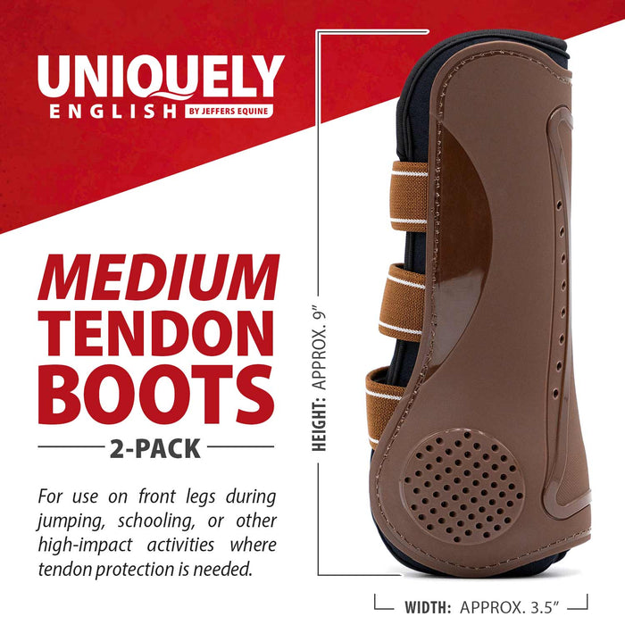 Jeffers Uniquely English Horse Tendon Boots, 2 - Pack - IAQJ - Medium - Black - 2 pk - 16