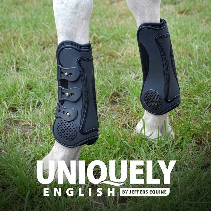 Jeffers Uniquely English Horse Tendon Boots, 2 - Pack - IAQJ - Medium - Black - 2 pk - 16