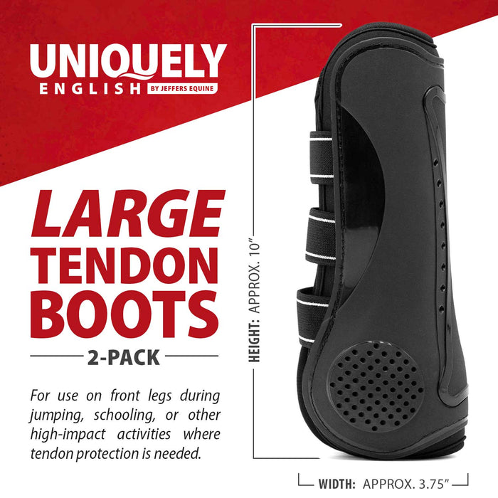 Jeffers Uniquely English Horse Tendon Boots, 2 - Pack - IAQJ - Medium - Black - 2 pk - 17