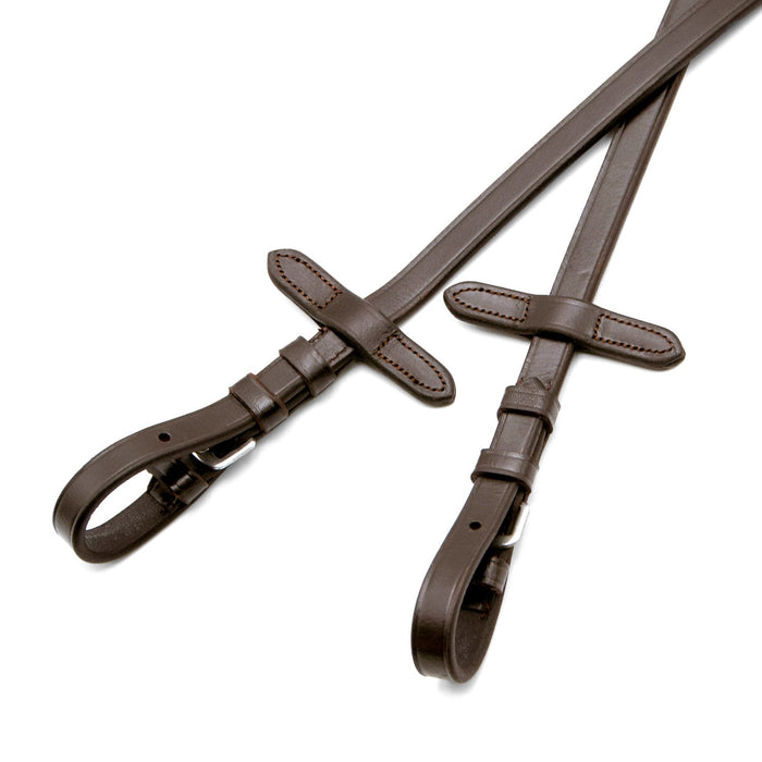Jeffers Uniquely English Leather Laced Reins, Havana - JEF14Y - Buckle Bit Ends - Havana - 1 - 4