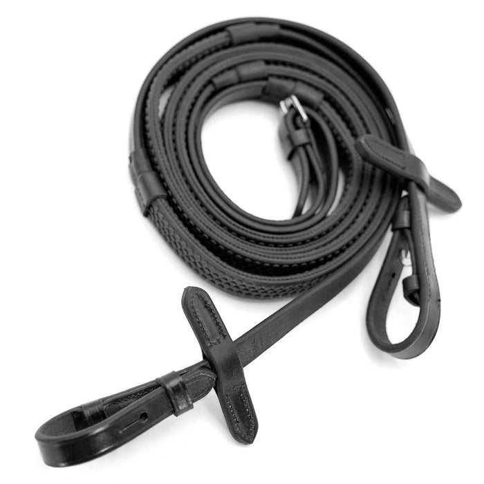 Jeffers Uniquely English Rubber Reins – Premium Leather, Non - Slip Grip, 54" for Horse Riding - JEF15E - Black - 1 - 7