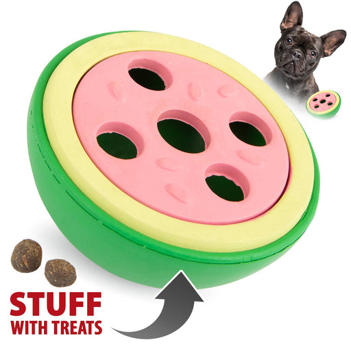Jeffers Watermelon Natural Rubber Treat Dispensing Dog Dental Chew Toy with Vanilla Scent - I7QU - Multi - Small - 1 - 1