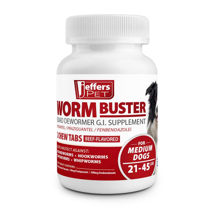 Jeffers Worm Buster Dog Dewormer Flavored Tablets