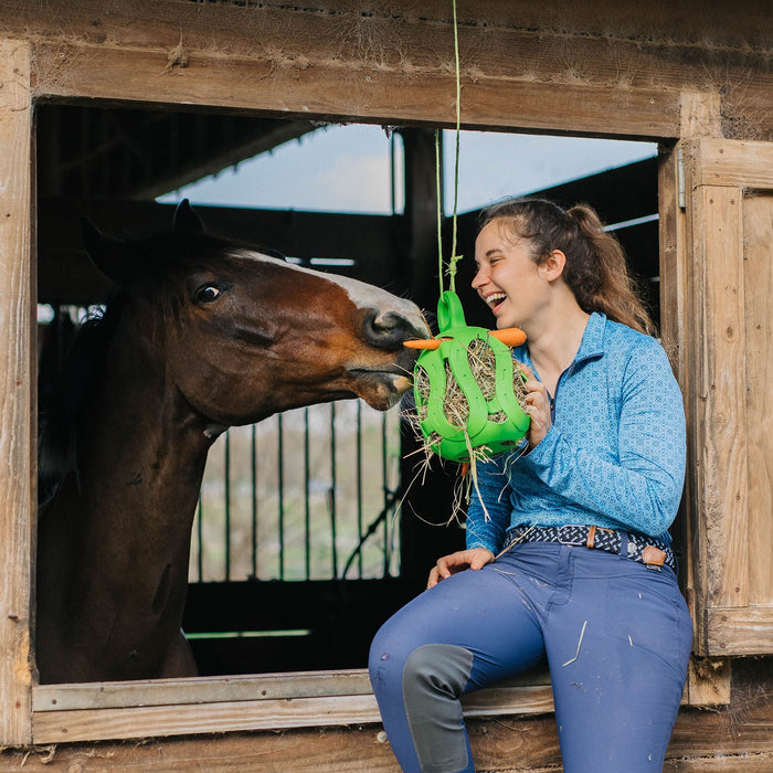 Jolly Hay Ball, 8" – Interactive Horse & Livestock Toy for Hay Feeding and Enrichment - H7TM - Green - 6