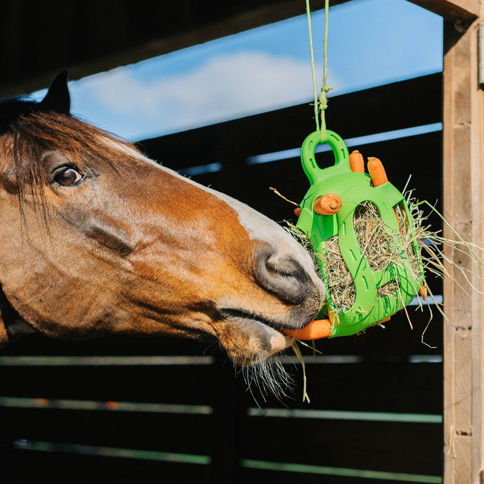 Jolly Hay Ball, 8" – Interactive Horse & Livestock Toy for Hay Feeding and Enrichment - H7TM - Green - 5