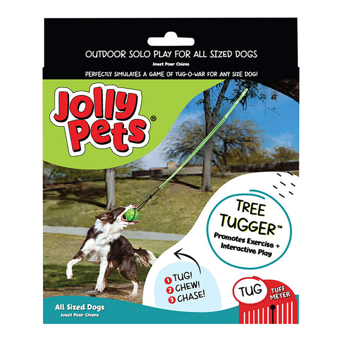 Jolly Pets Tree Tugger Interactive Bungee – Durable Tug - O - War & Solo Play Dog Toy for Heavy Chewers - H7W4 - Green/Black - 1