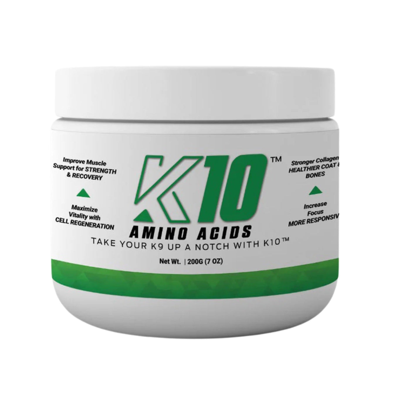 K10 Amino Acids for Dogs, 7 oz (200 gm) - RJMBZ - White Powder - 200g - 30 Day Supply - No Flavor - 1