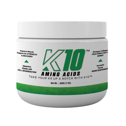 K10 Amino Acids for Dogs, 7 oz (200 gm) - RJMBZ - White Powder - 200g - 30 Day Supply - No Flavor - 1