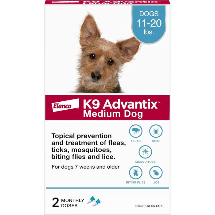 K9 Advantix Topical Flea Treatment for Dogs, 2 pk - E8KB - Medium (11 - 20 lbs) - 2 pk - 14