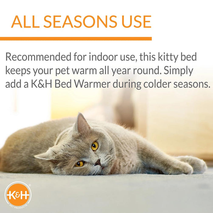 K&H Amazin’ Thermo - Kitty Pad Heated Cat Bed – Indoor Cat Warming Pad with 4 - Watt Removable Heater, Machine Washable - PCUG - Grey - 15" x 20" - 1 ct - 3