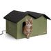 K&H Extra Wide Heated Outdoor Cat House – Insulated Kitty Shelter with Removable Heated Pad for Multiple Cats - PCUZ - Green - 26.5" x 21.5" x 15.5" - 1