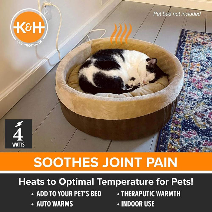 K&H Pet Bed Warmer – Indoor Heated Pad for Cats & Dogs, Thermostatically Controlled, Energy - Efficient, Safe for Arthritis & Comfort - PCVA - Grey - Small (10.25" x 9.25") 4W - 5