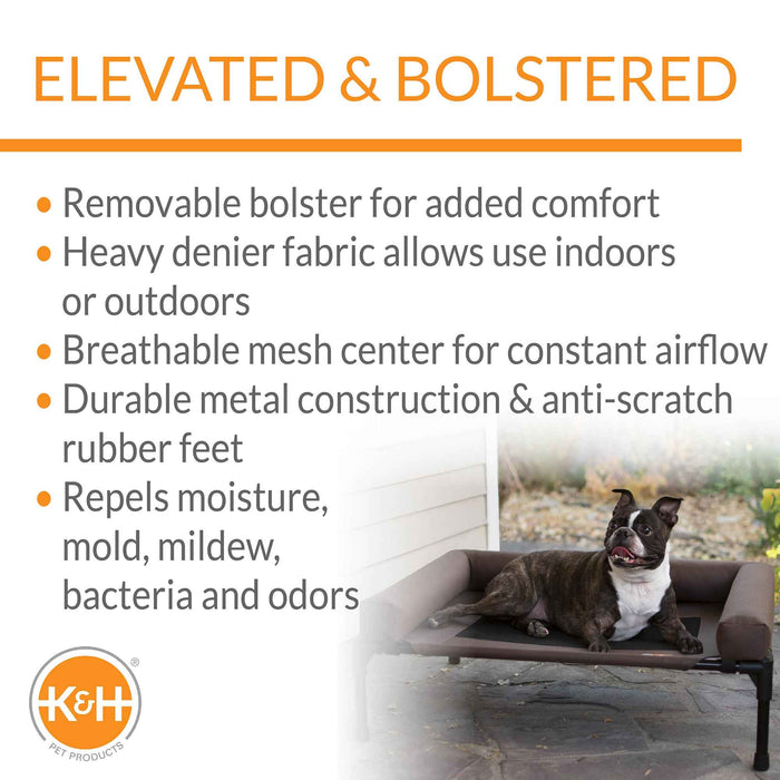 K&H Pet Products Original Bolster Pet Cot Elevated Pet Bed - PCGC - Chocolate/Black - Medium - 11