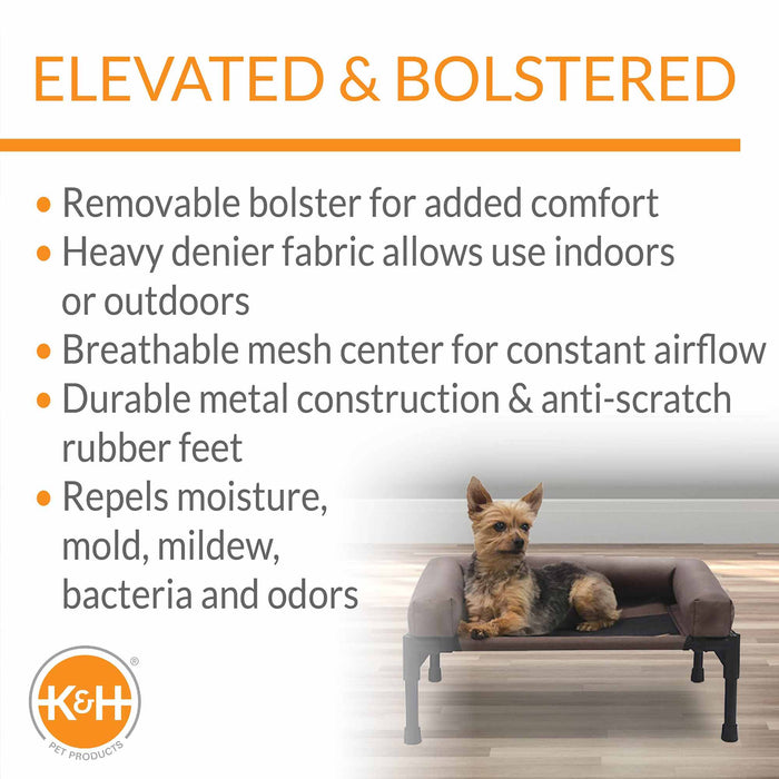 K&H Pet Products Original Bolster Pet Cot Elevated Pet Bed - PCGC - Chocolate/Black - Medium - 15
