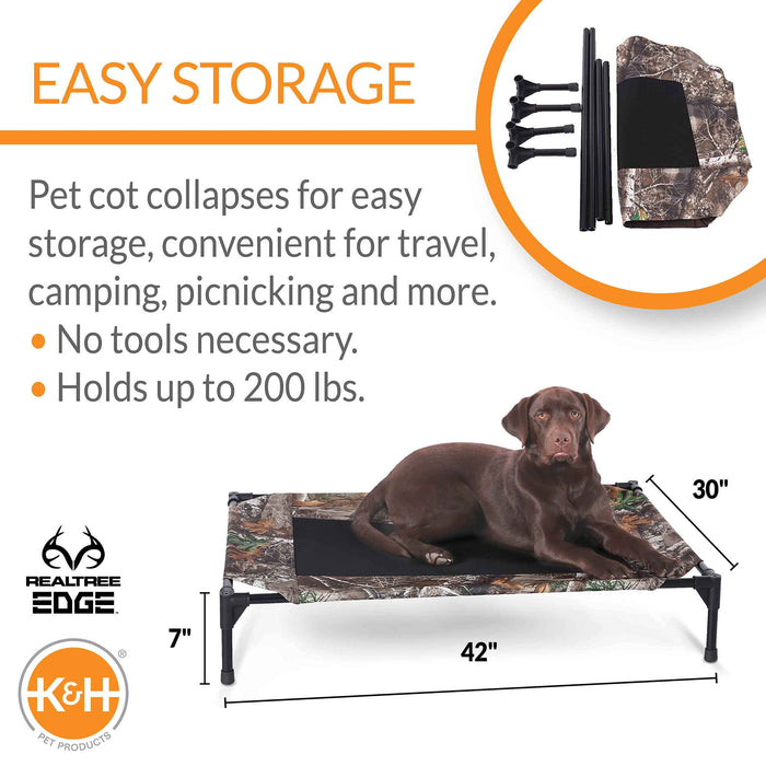 K&H Pet Products Original Pet Cot Elevated Dog Bed, Realtree Edge - PCGF - Camo/Black - Large - 2