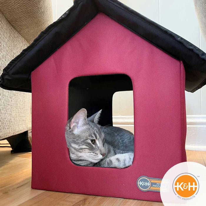 K&H Pet Products Outdoor Heated Kitty House Cat Shelter - PCV3 - Red - 19" x 22" x 17" - 11