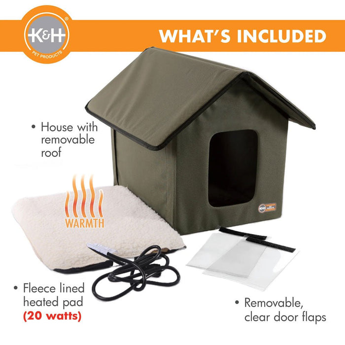 K&H Pet Products Outdoor Heated Kitty House Cat Shelter - PCV3 - Red - 19" x 22" x 17" - 13