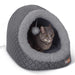K&H Pet Products Thermo - Pet Cave Heated Cat Bed – Plush Cat Cave & Tunnel for Cats and Small Dogs - PCVG - Grey - 17" x 15" x 13" - 1