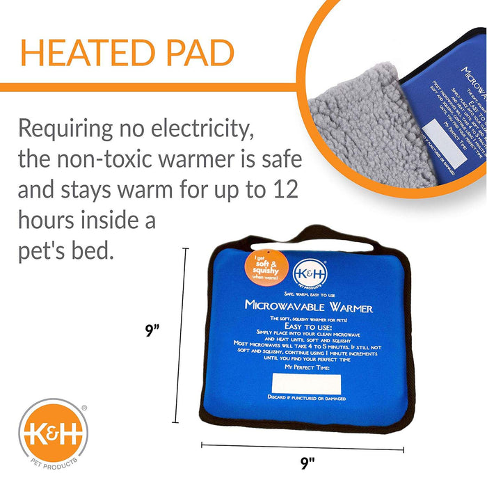 K&H Reusable Microwavable Pet Bed Warmer for Indoor & Outdoor Use with Dogs and Cats - PCUB - Blue - 9" X 9" - 1 ct - 2