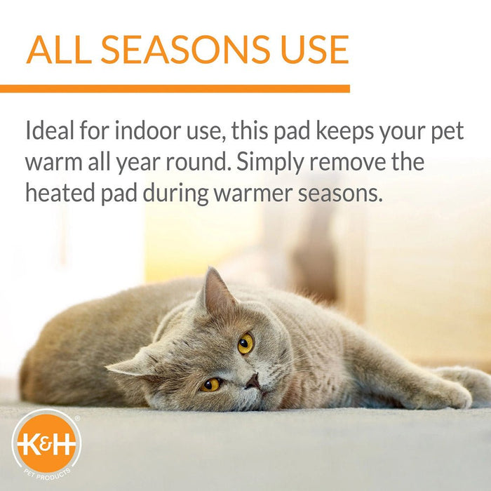 K&H Thermo - Kitty Heated Cat Bed – Energy - Efficient, MET Certified Indoor Cat Warming Mat - PCUJ - Assorted - 12.5" x 25" - 8
