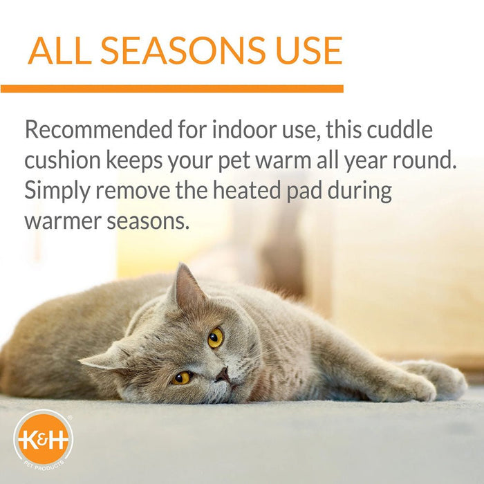 K&H Thermo - Pet Cuddle Cushion Heated Pet Bed – Indoor Heated Sofa - Style Bed for Cats & Small Dogs with Removable Cushion - PCUR - Brown / Tan - 14" x 23" - 4